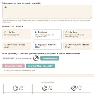 Générateur d'étiquettes prénom