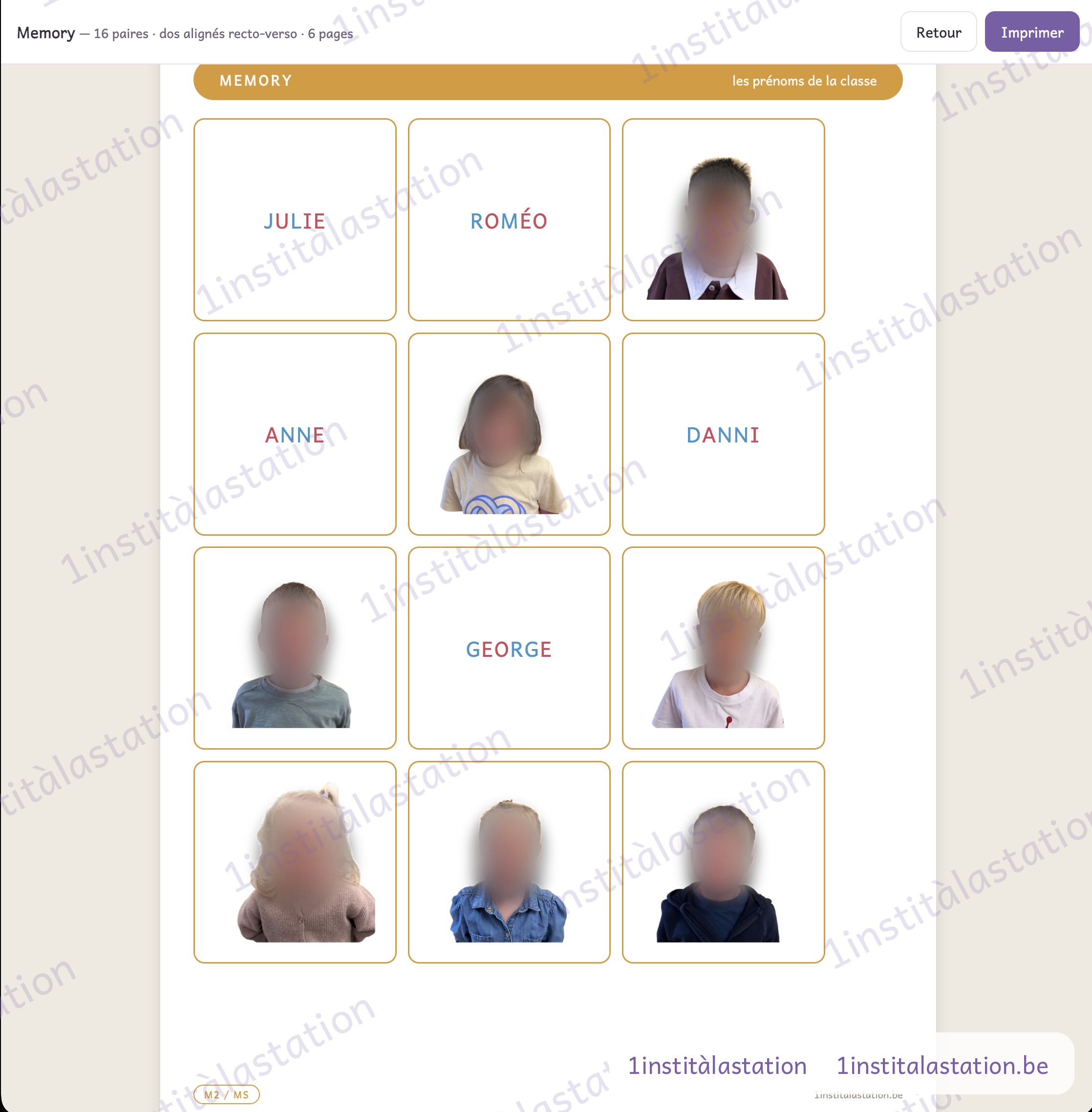 Cartes de memory image et mot