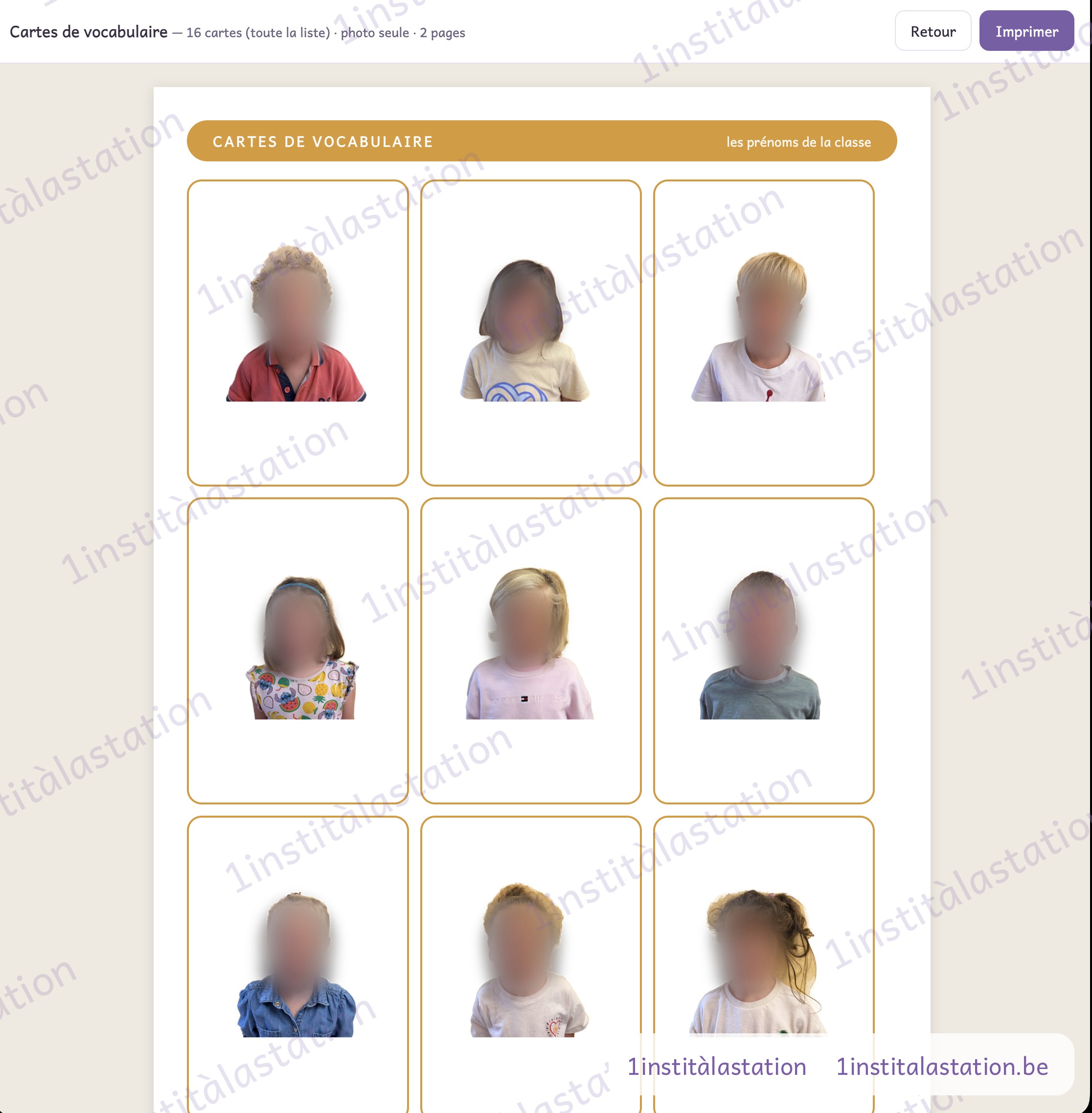 Cartes de nomenclature, images seules
