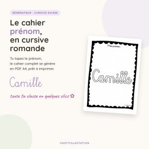 Générateur de cahier prénom en cursive suisse