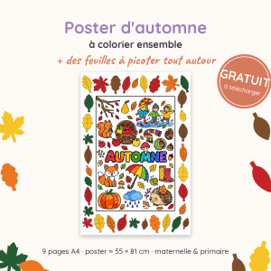 Coloriage collectif d'automne  — gratuit, maternelle & primaire