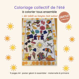 Coloriage collectif de l’été — gratuit, maternelle & primaire