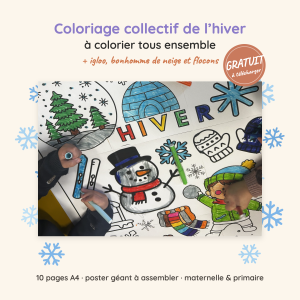 Coloriage collectif de l’hiver — gratuit, maternelle & primaire